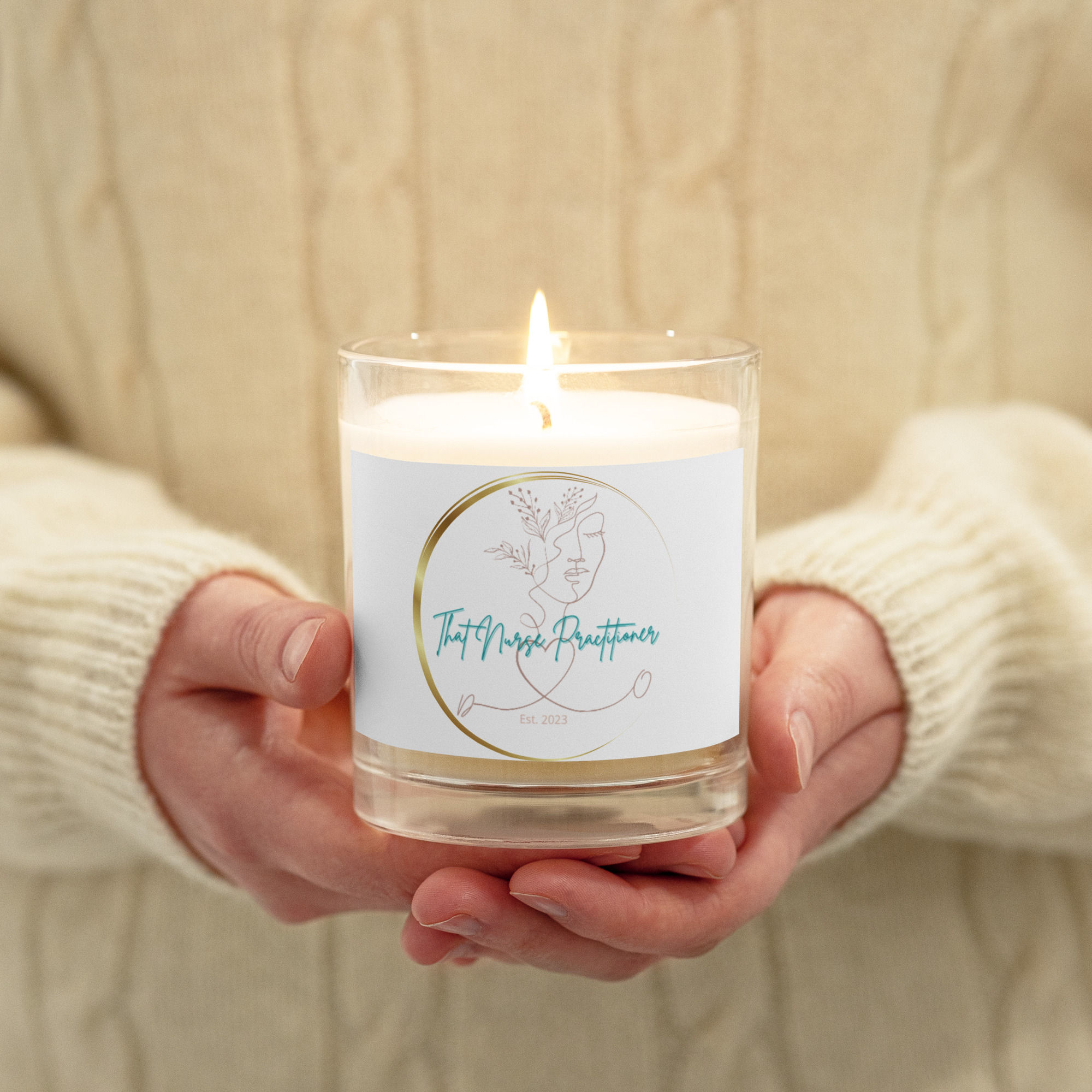 Glass jar soy wax candle