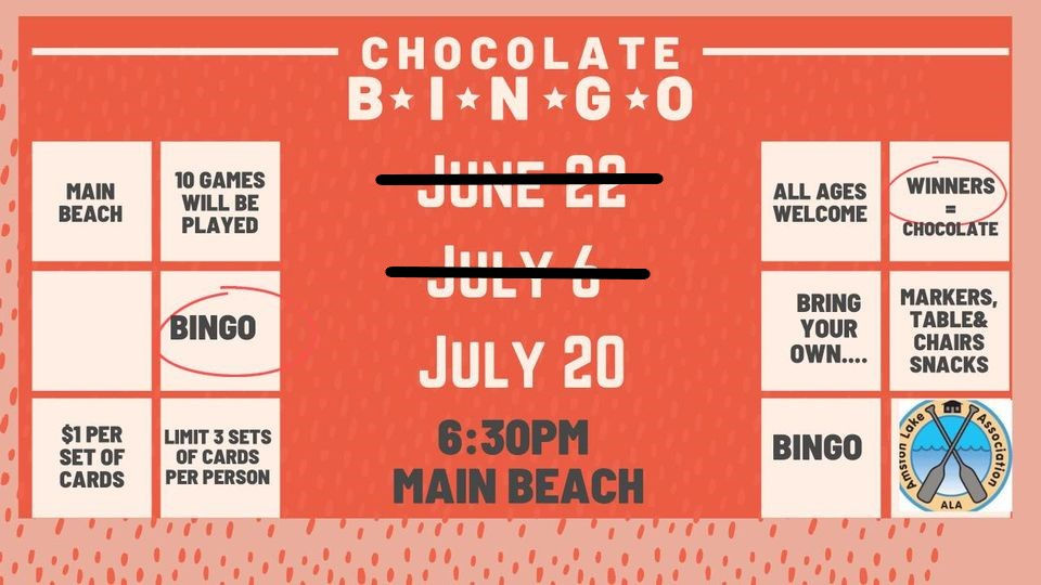 Chocolate Bingo on Main Beach - 6:30 