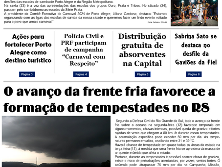 O avanço da frente fria favorece a formação de tempestades no RS