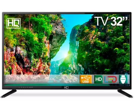 TV LED 32" HQ HQTV32 Resolução HD com Conversor Digital 2 HDMI 2 USB Recepção Digital