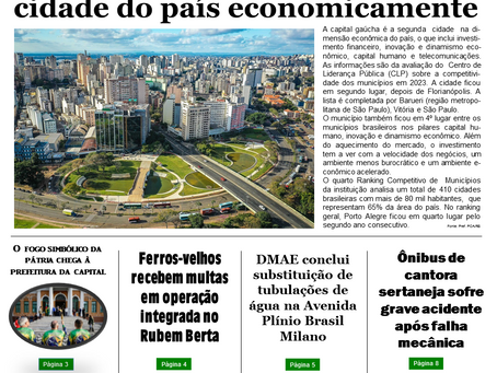 Porto Alegre é a segunda melhor cidade do país economicamente
