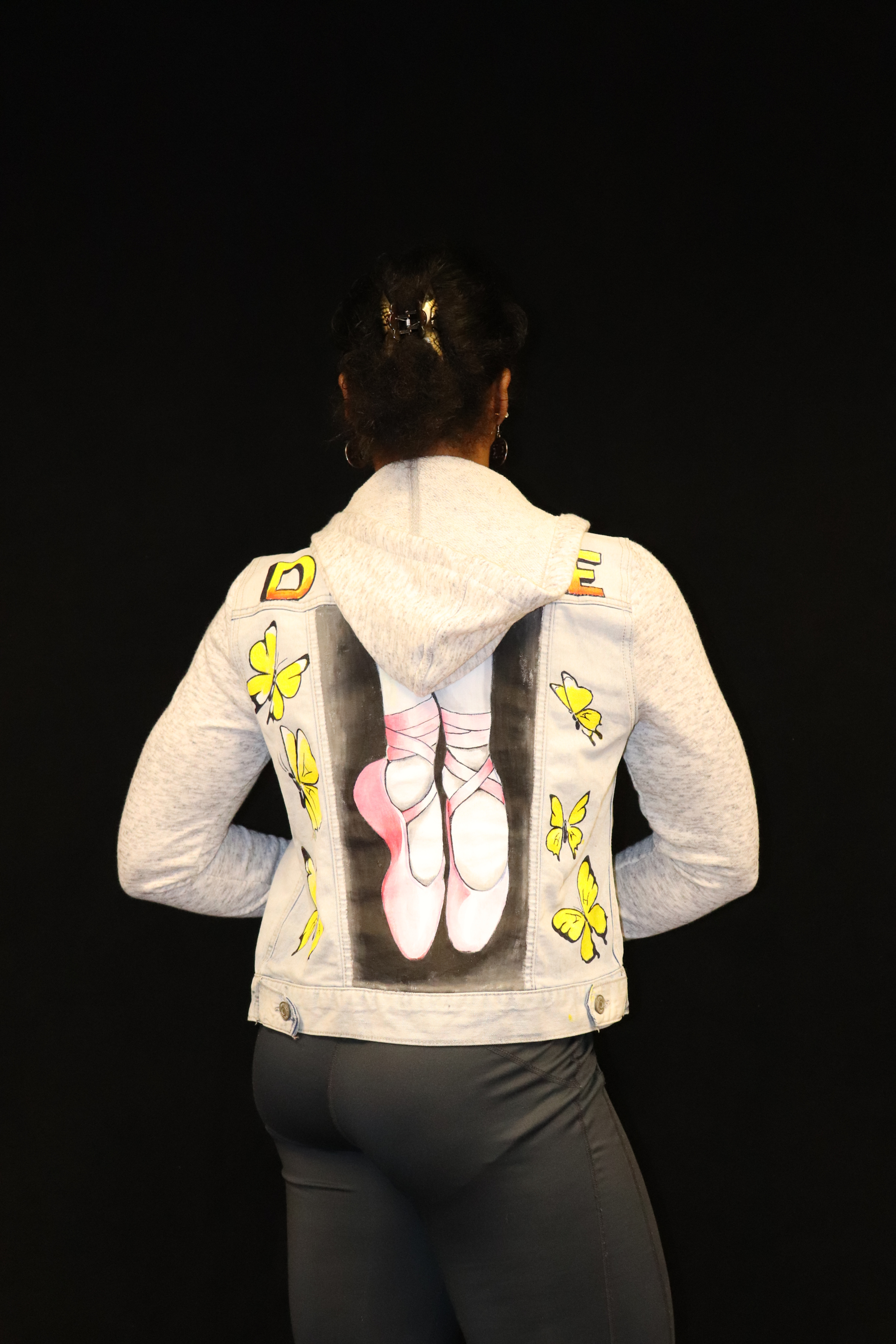 Hand Painted Hooded Jean Jacket - Dance
