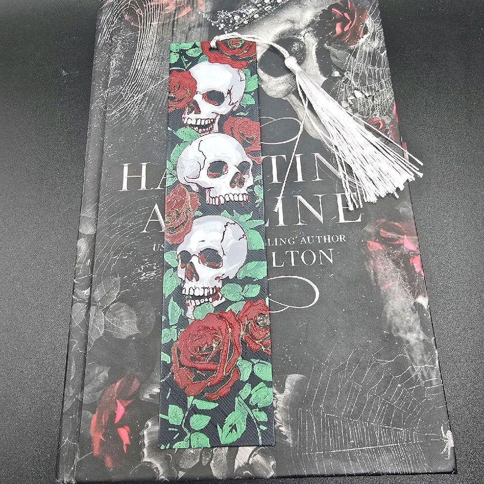 Thumbnail: Haunting Adeline Bookmark Set Skulls Roses With Tassels