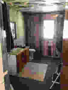 Unfinished diy bathroom in cabin