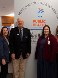 Lawrence Douglas County Public Health leadership, Douglas County Commissioners, and Bert Nash Center leadership pose for a photo. 