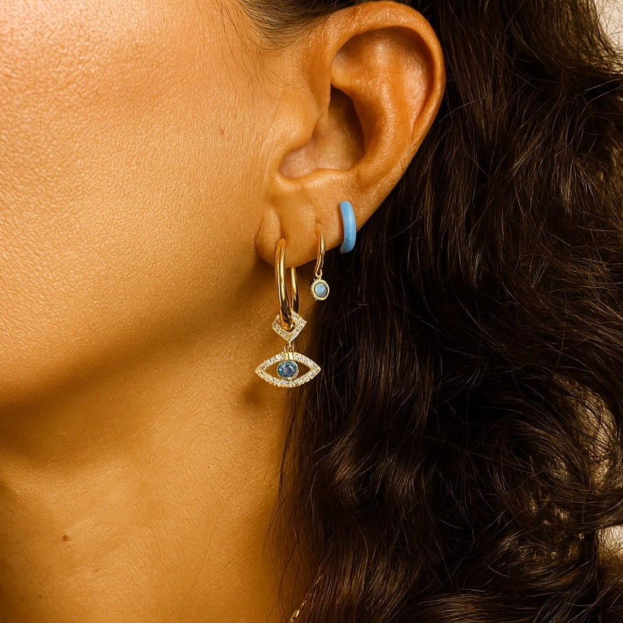 Brinco Trio Argolinhas Olho Grego