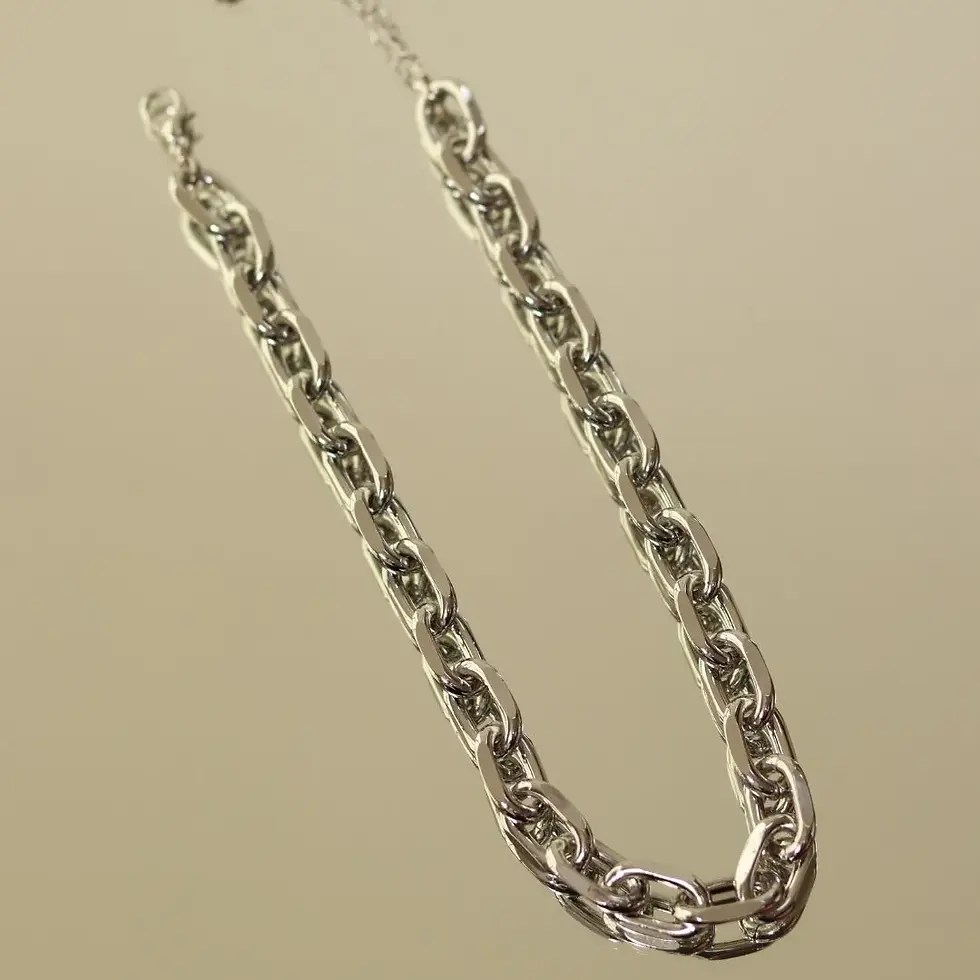 Miniatura: Colar Elos Ovais Lisos Ródio Branco 