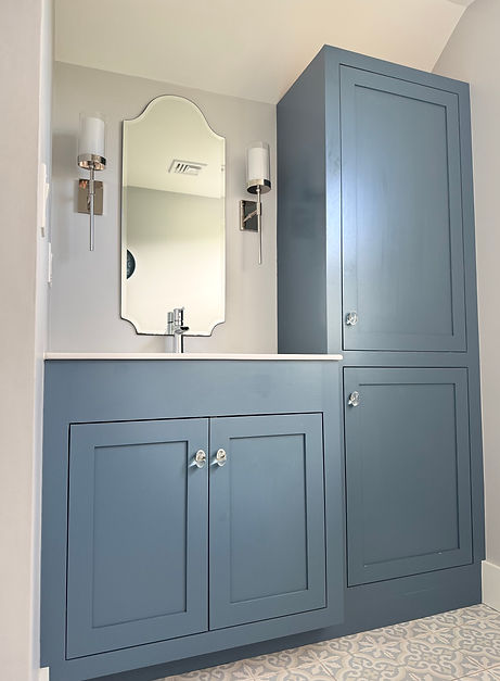 custom vanity painted blue
