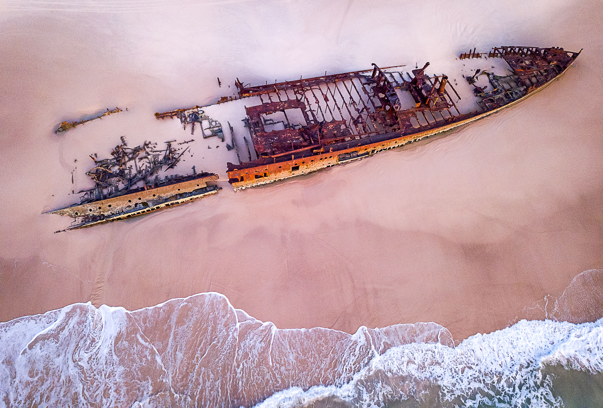 Surreal image of Mahino shipwreck from drone
