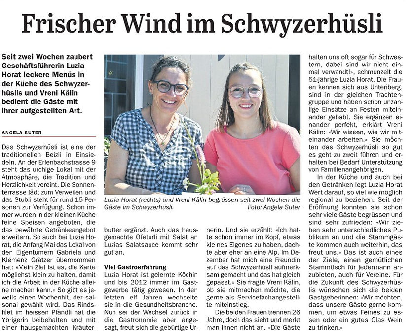 Frischer Wind im Schwyzerhüsli Einsiedeln