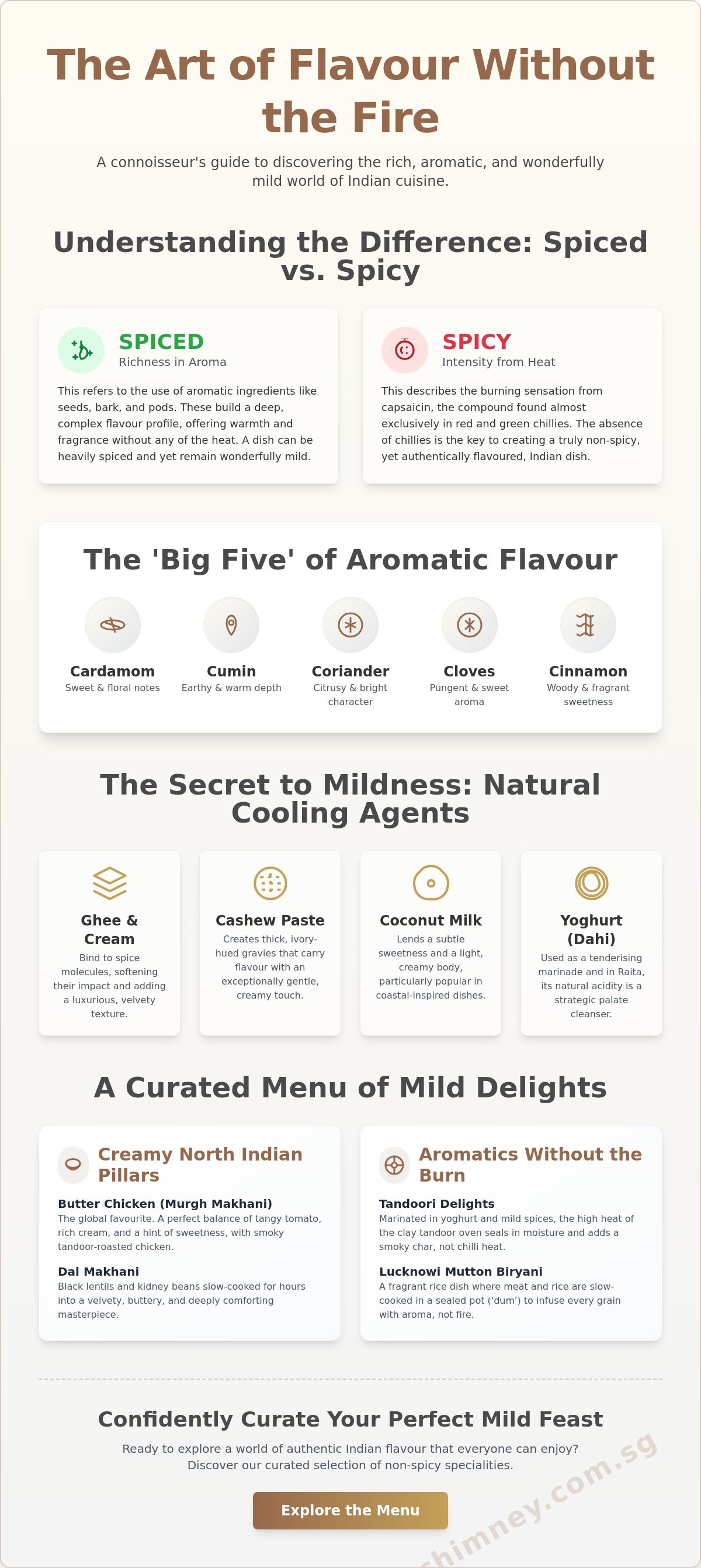 Non-spicy Indian food options