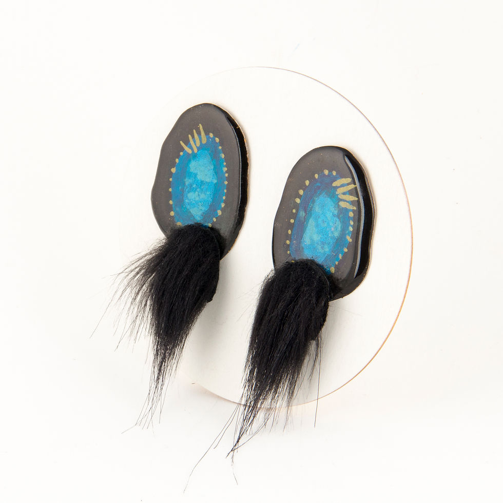 Miniature : Grandes boucles d'oreilles bouton bleu