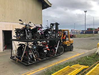 One module with various motorcycles loaded