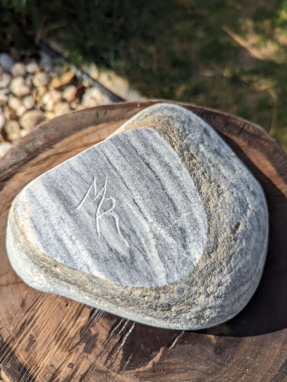 Thumbnail: Grey Marble Beach Stone Bowl Marble Carving