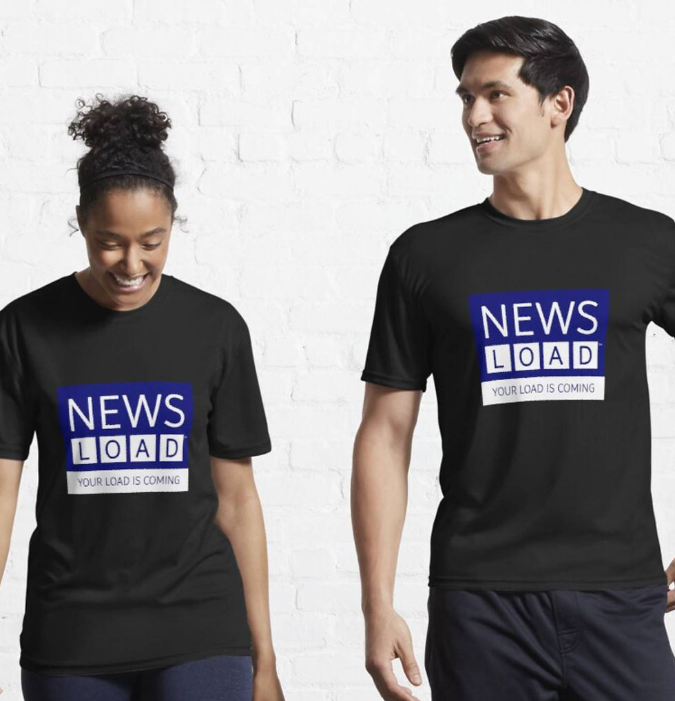couple folks wearing Newsload T-shirts