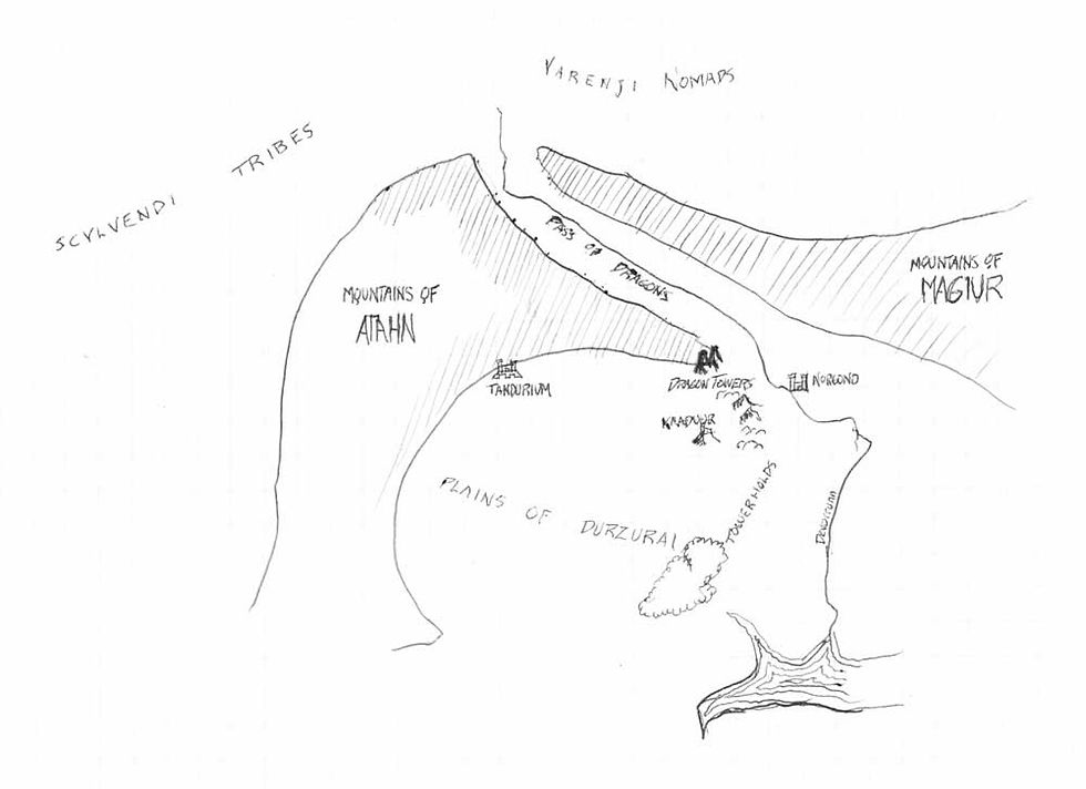 A map created by Author R. Scott Bakker for a 1980s D&D Campaign