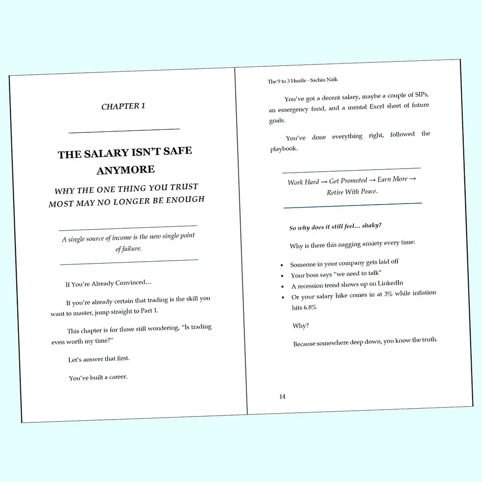Thumbnail: The image of the first chapter of the book "The 9 to 3 Hustle - Stock Market for Working Professionals"