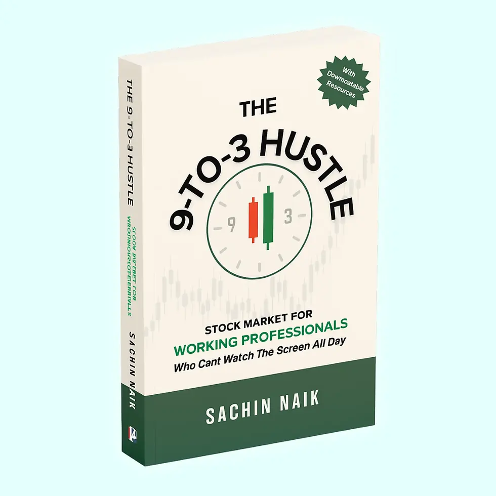 The 3D front cover of the book "The 9 to 3 Hustle - Stock Market for Working Professionals"