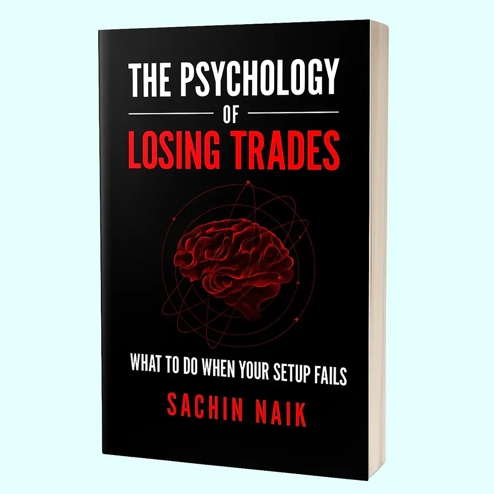 The 3D cover image of the book "The Psychology of Losing Trades" by Sachin Naik