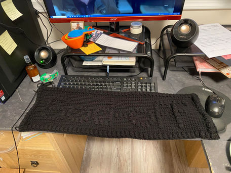 black colored crochet block with bobble stitches