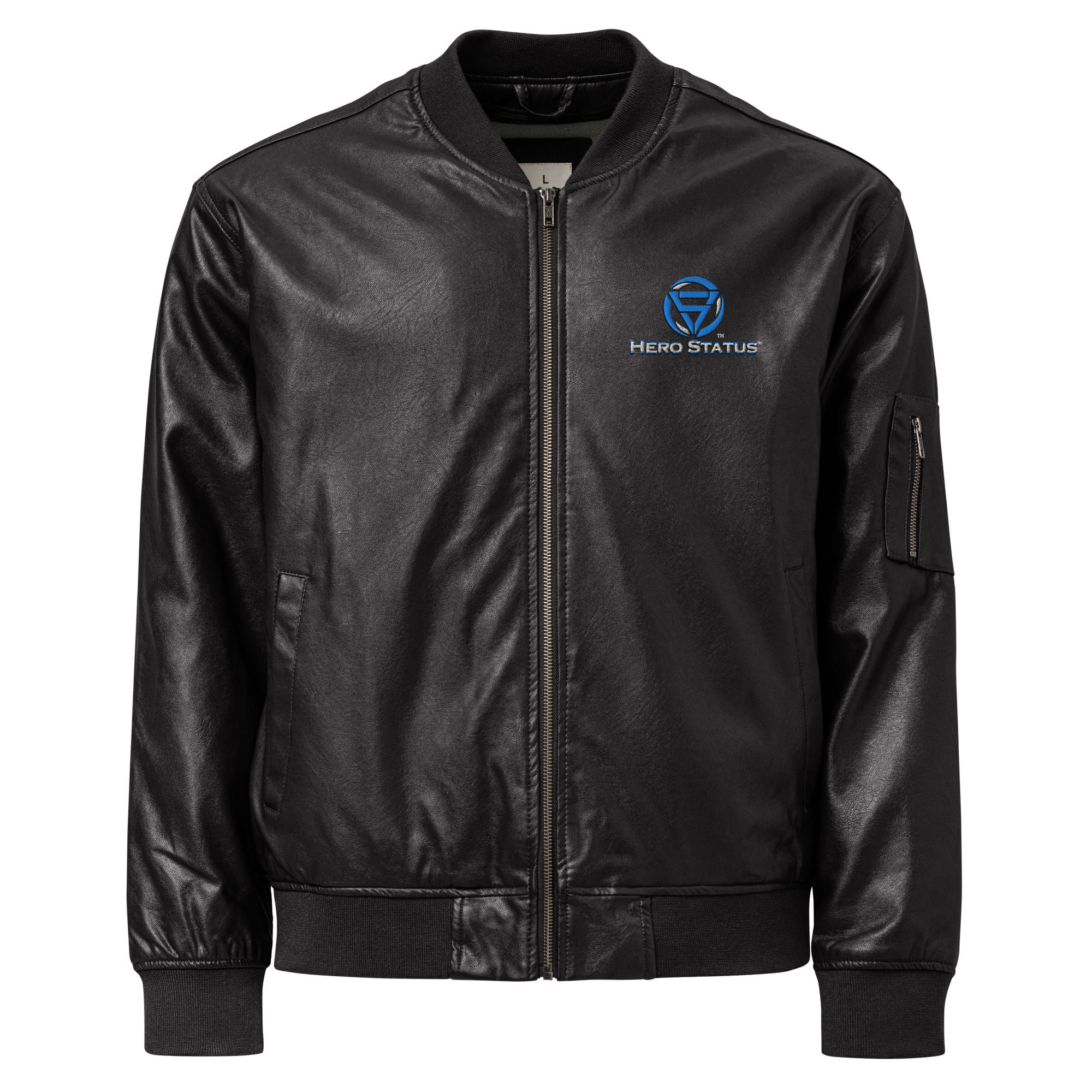 Hero Status Leather Bomber Jacket