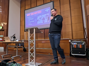 Stephen Hall presenting at the Male Suicide Research event in Manchester, sharing reflections on men’s mental health and suicide prevention.