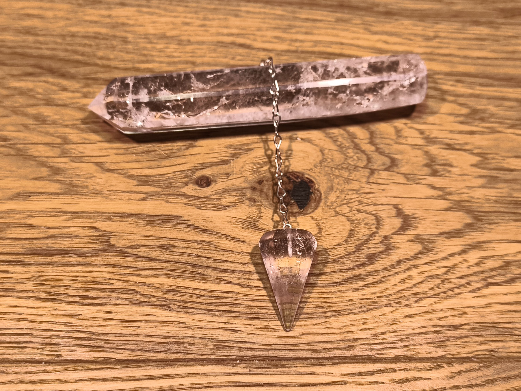 Pendule Cristal de roche facetté