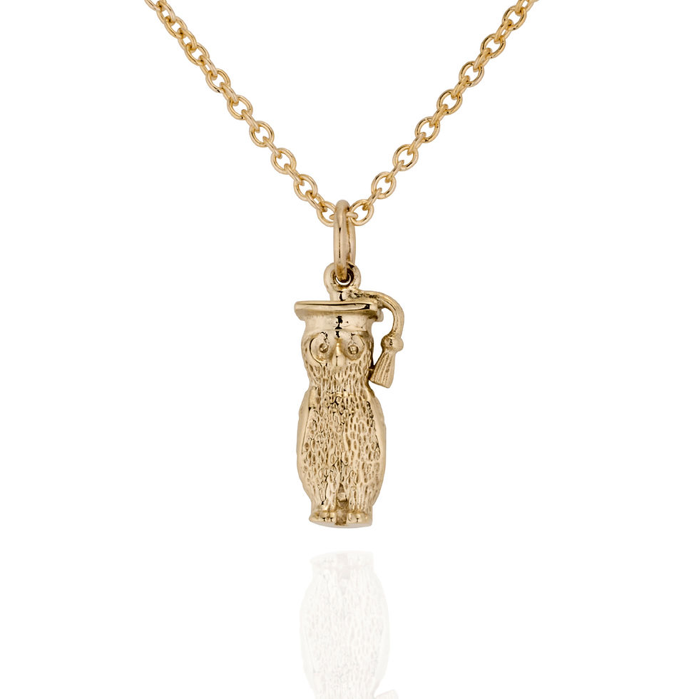 Thumbnail: Solid 9ct Yellow Gold Wise Owl Charm