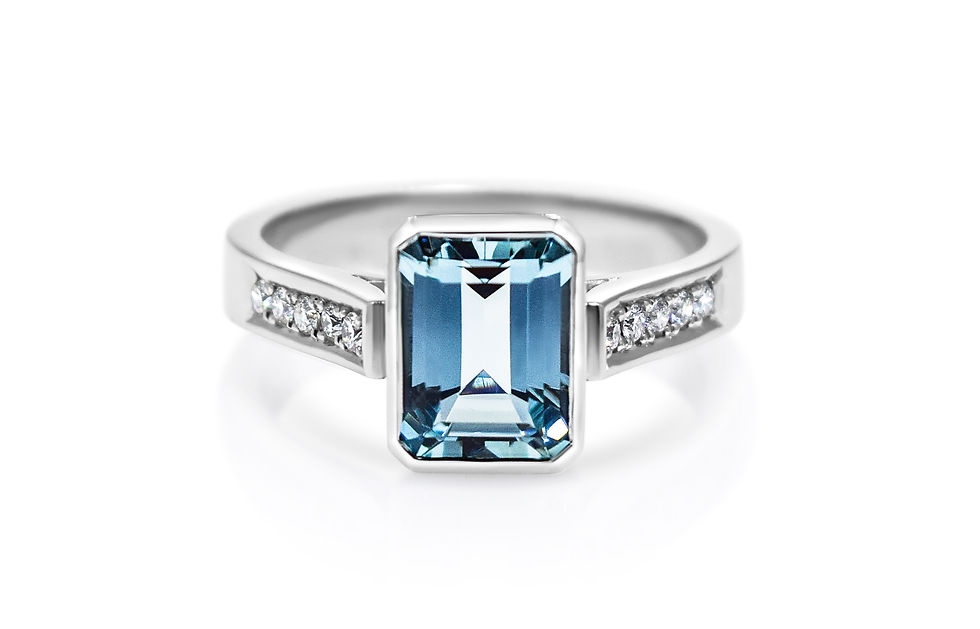 18ct White Gold Aquamarine & Diamond Ring