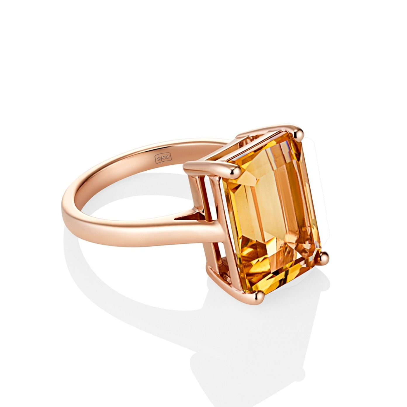 Solid 9ct Rose Gold Citrine Cocktail Ring