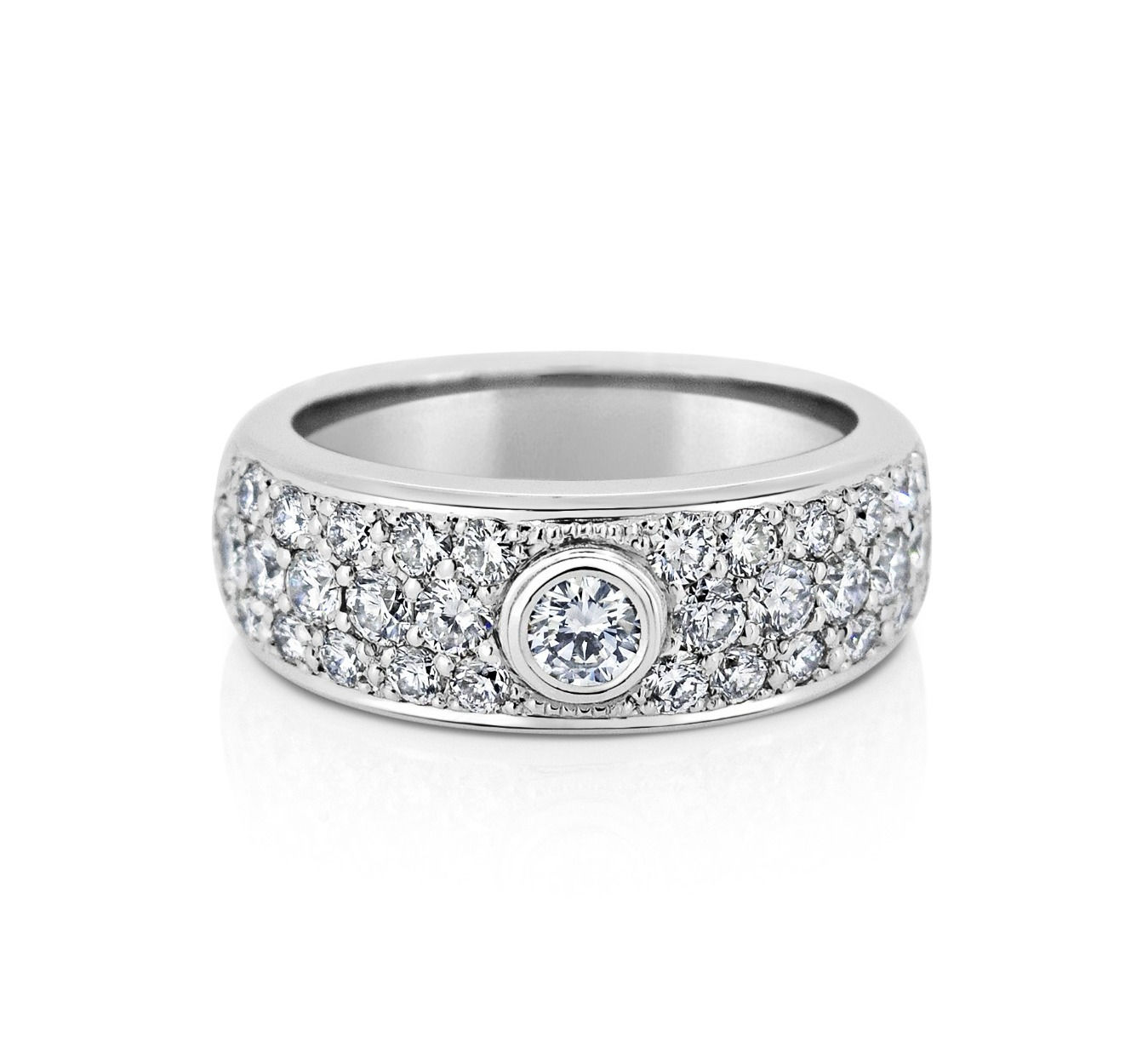 18ct White Gold Multi-row Diamond Pave Ring