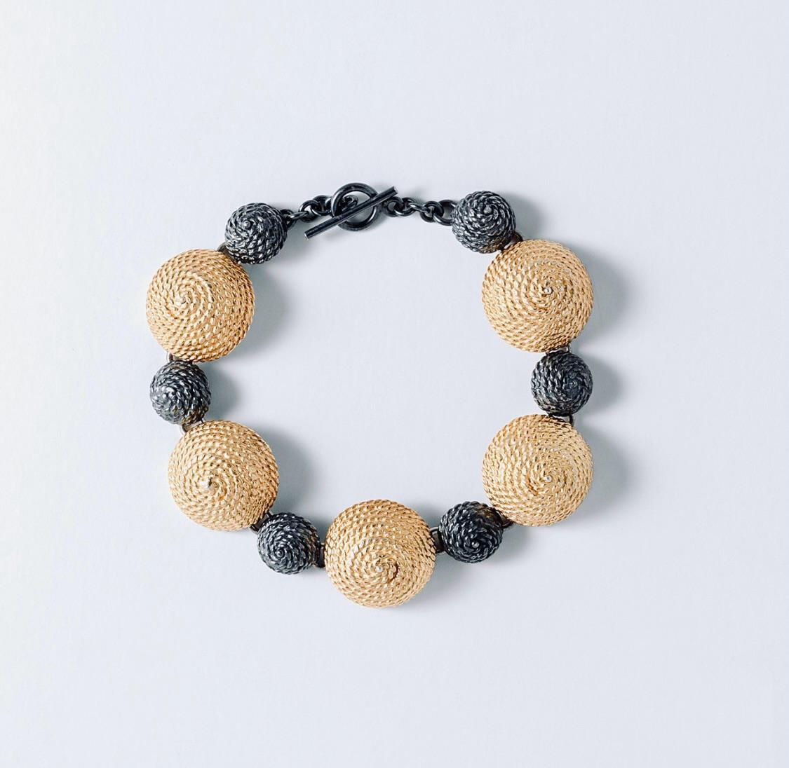 PULSERA COMBINADA HUALCAS GRANDES OLD SILVER&GOLD