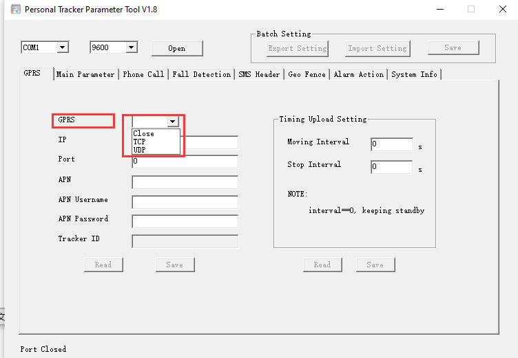 Personal GPS Tracker Parameter Tool Version Record fifotrack