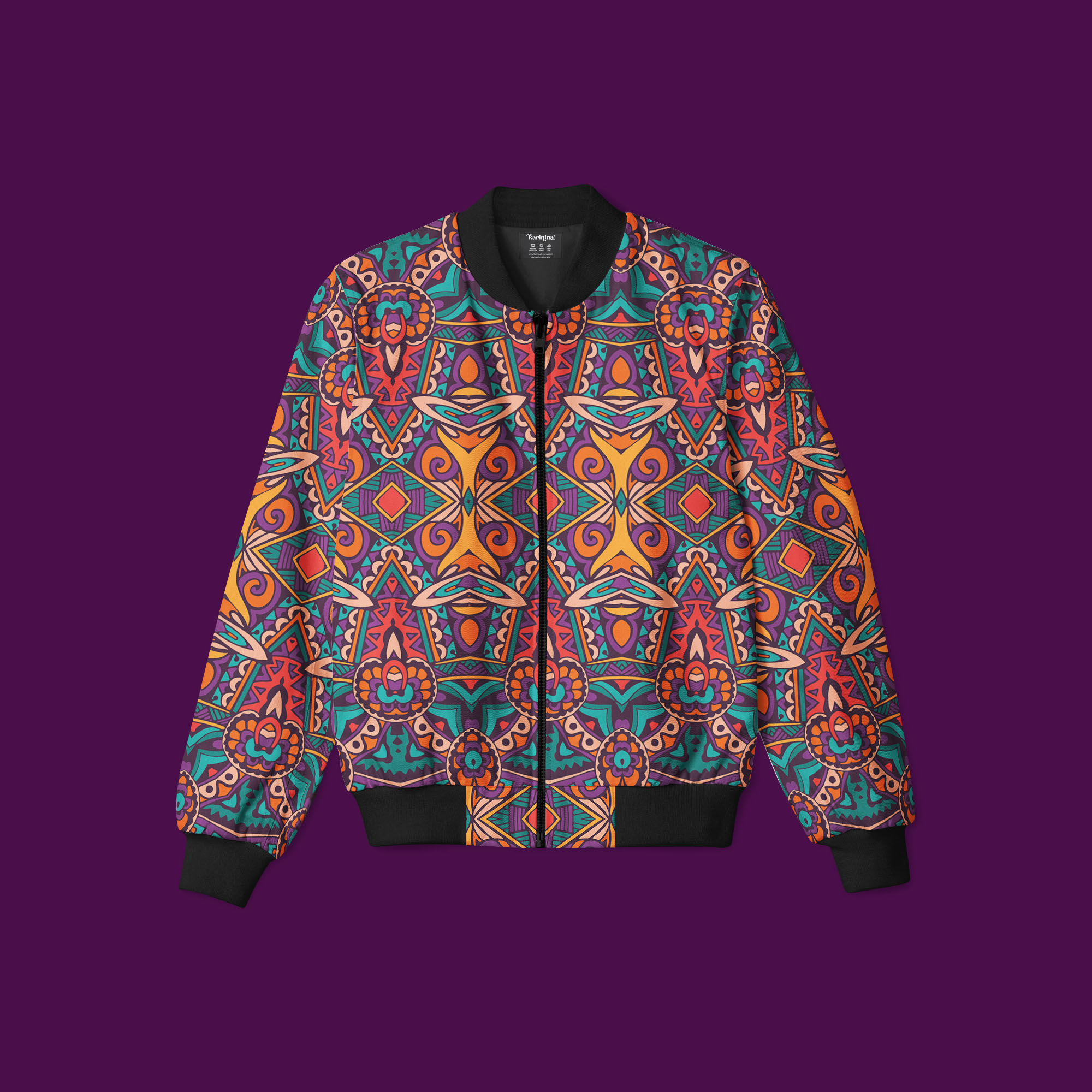 Tribal Print Bomber Jacket