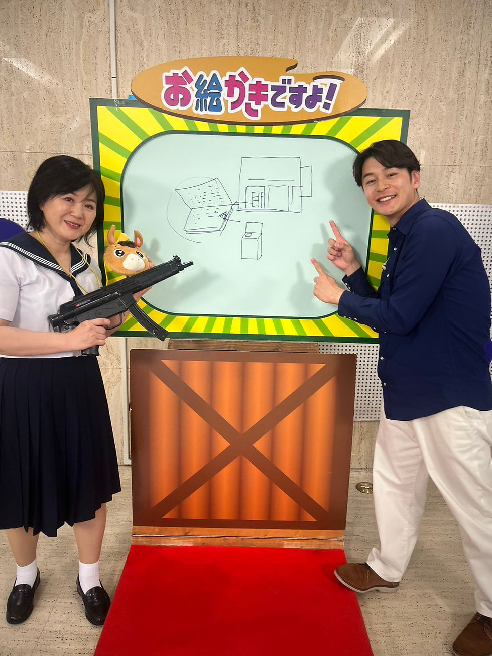 北海道モノマネ芸人るみるみがSTVどさんこワイド179のお絵描きコーナーに出演した際の様子