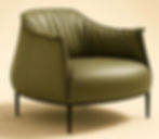 plush olive green leather accent chair