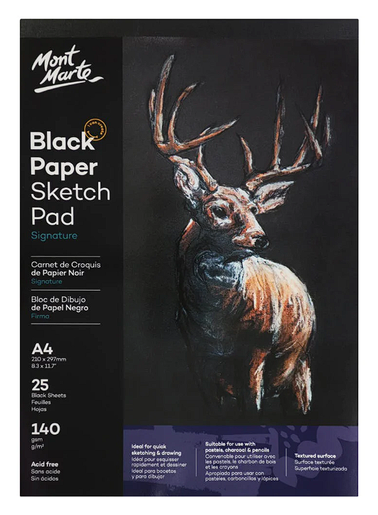 Black Paper Sketch Pad 25 sheet 140gsm A4