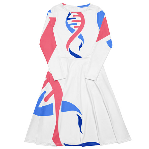 Male Breast Cancer Awareness Ribbon Print Long Sleeve Midi Dress ...
