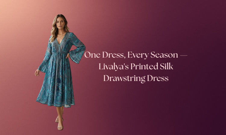 Printed Silk Drawstring Dress