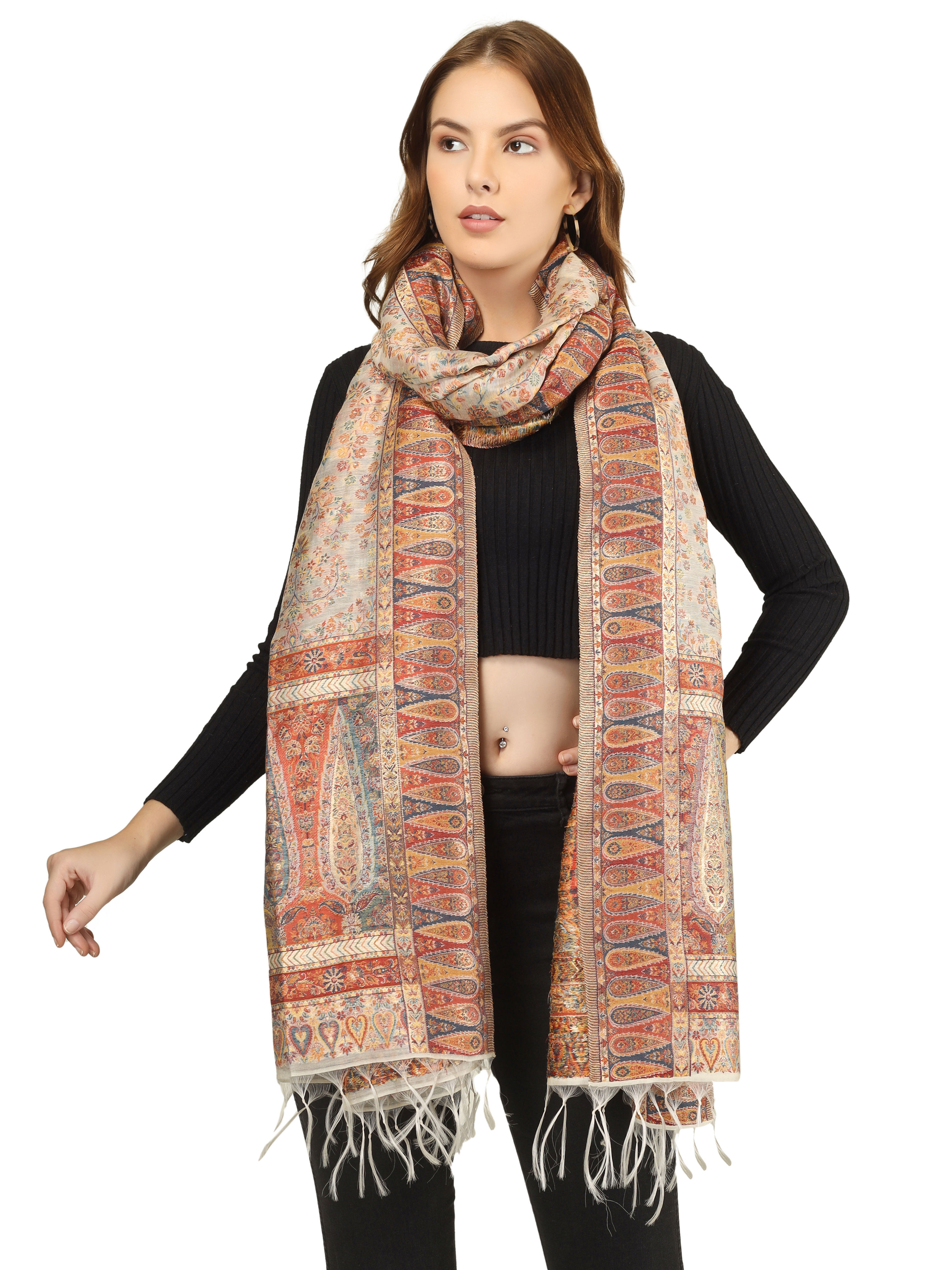 Beige Kani Silk Dupatta