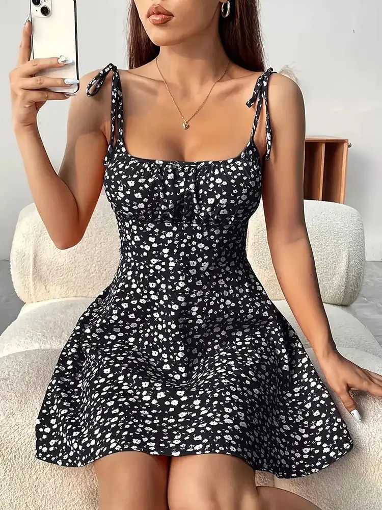 Thumbnail: Women's Summer Floral Spaghetti Strap Beach Short Dress,Womens Dresses,Woman Clo