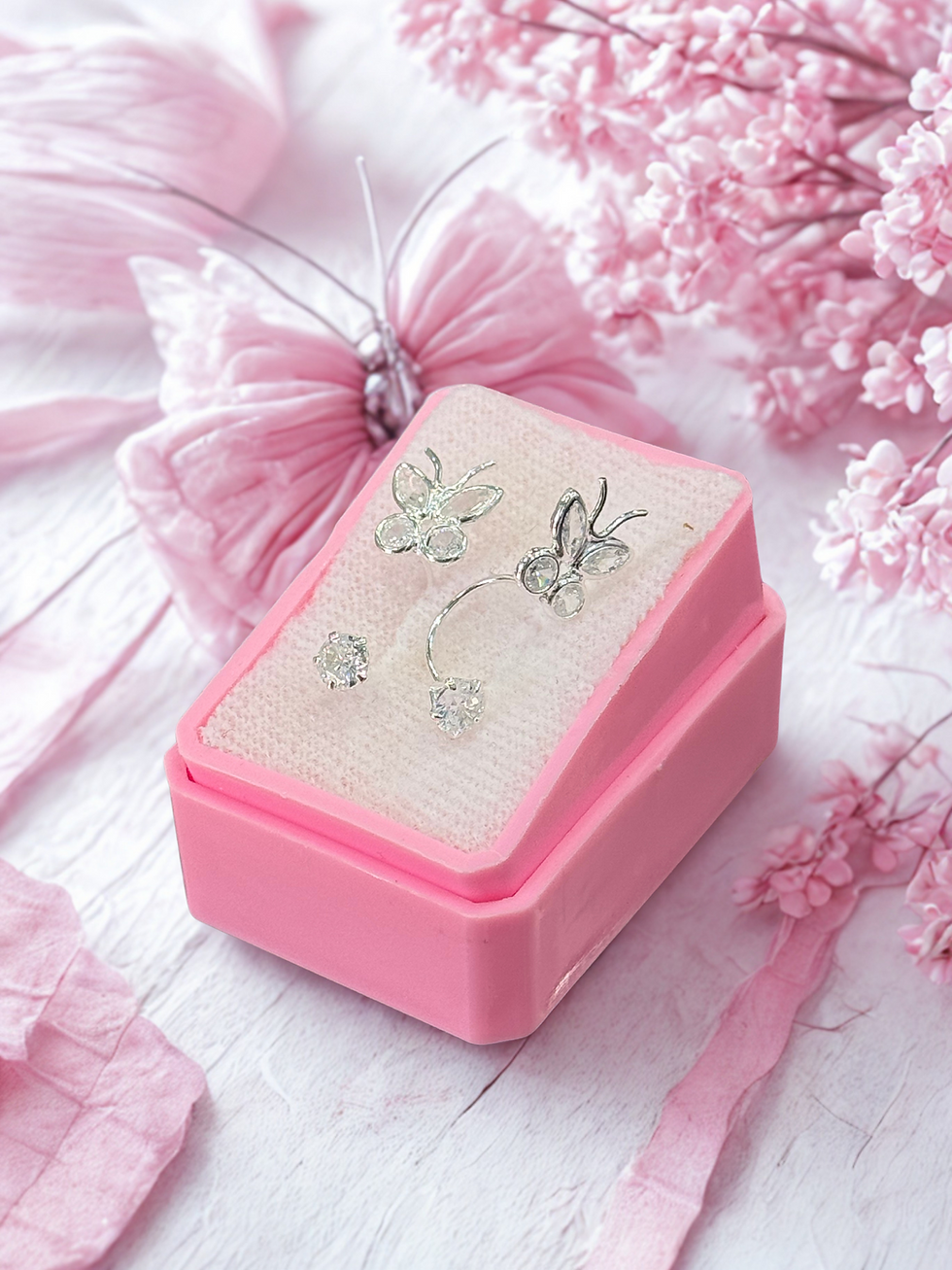 Miniatura: AR.TELÉFONO MARIPOSA 4 CIRCONIAS BLANCO 9 239