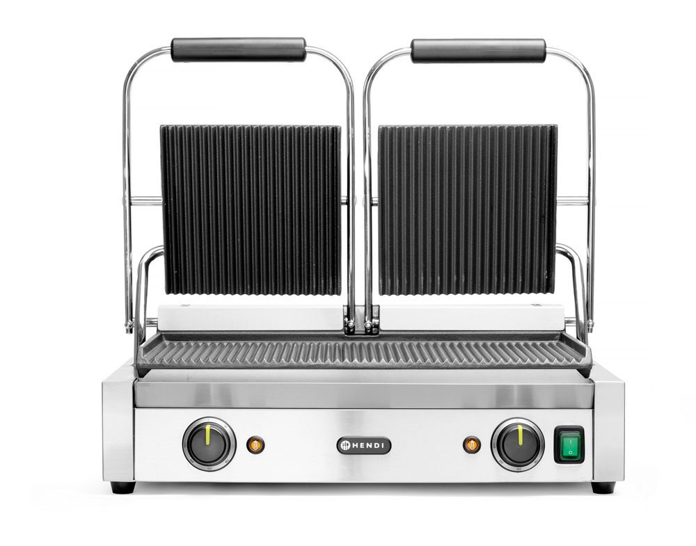 Kontaktgrill - Doppelversion Gerillte Ausführung., 570x370x(H)210mm