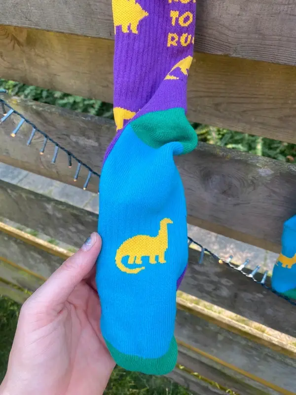 Thumbnail: Happy Color Dinosaurs | Knitted rugby socks | Medium-high