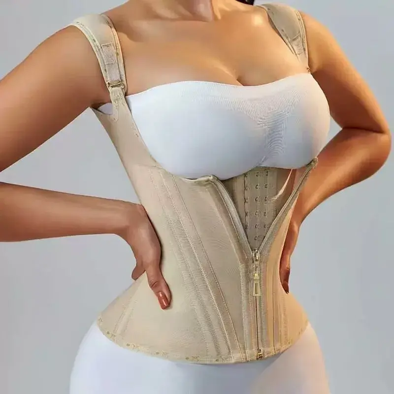 Thumbnail: Women's Waist Trainer Corset With Zipper and Hook Double Compression Body Shaper