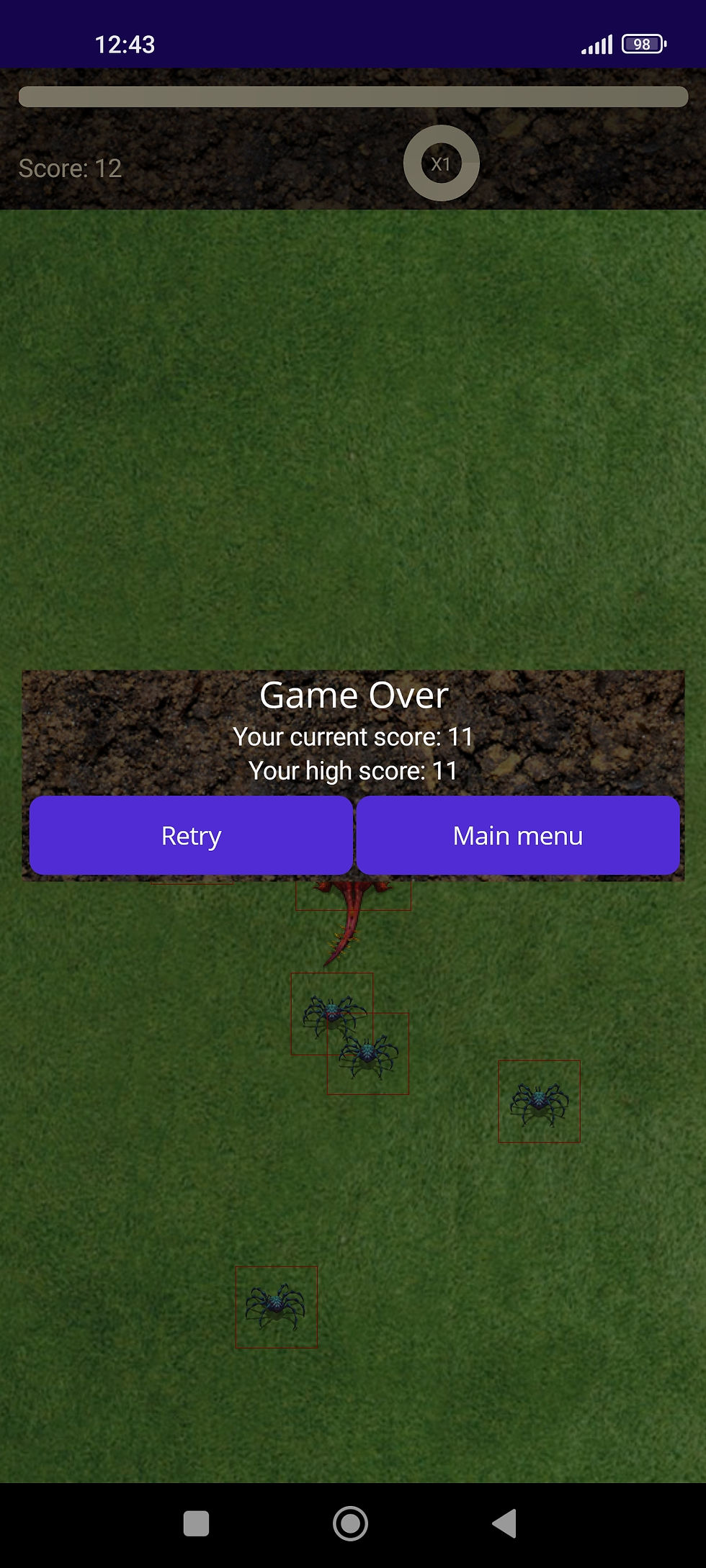 game over popup