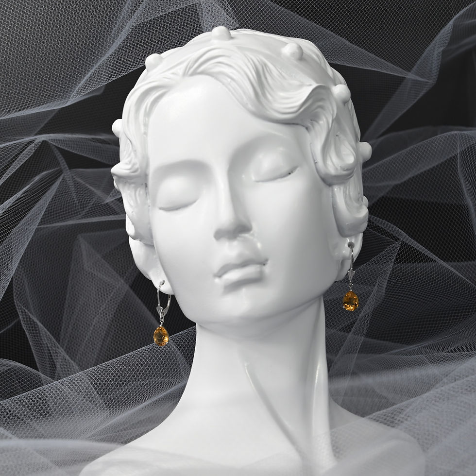 Thumbnail: Pear Shape Citrine Leverback Earrings 14k White Gold