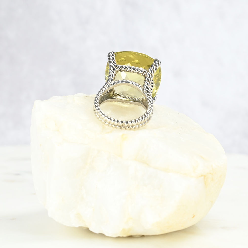 Thumbnail: Cushion Checkerboard Cut Large Lemon Quarts Ring