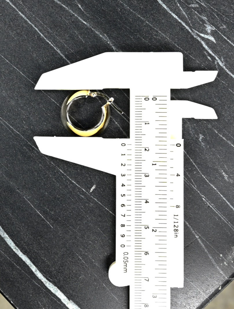 Thumbnail: 10k Yellow Gold Asymmetrical Hoop Earrings Stamped Italy