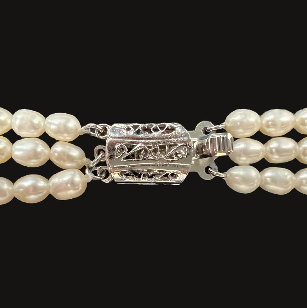 Thumbnail: Freshwater Rice Pearl 3 Strand Necklace